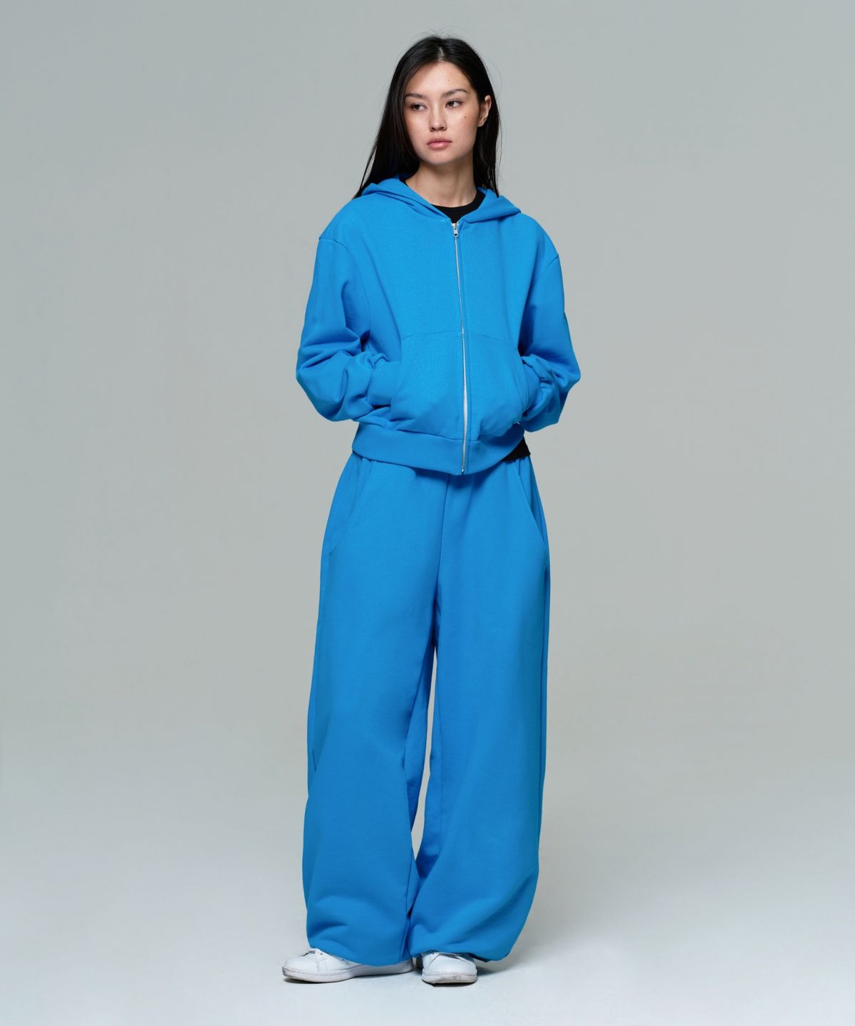 이알에이(ERA) UNISEX ERA OVERSIZED HOODED ZIP-UP - CAPRI BLUE