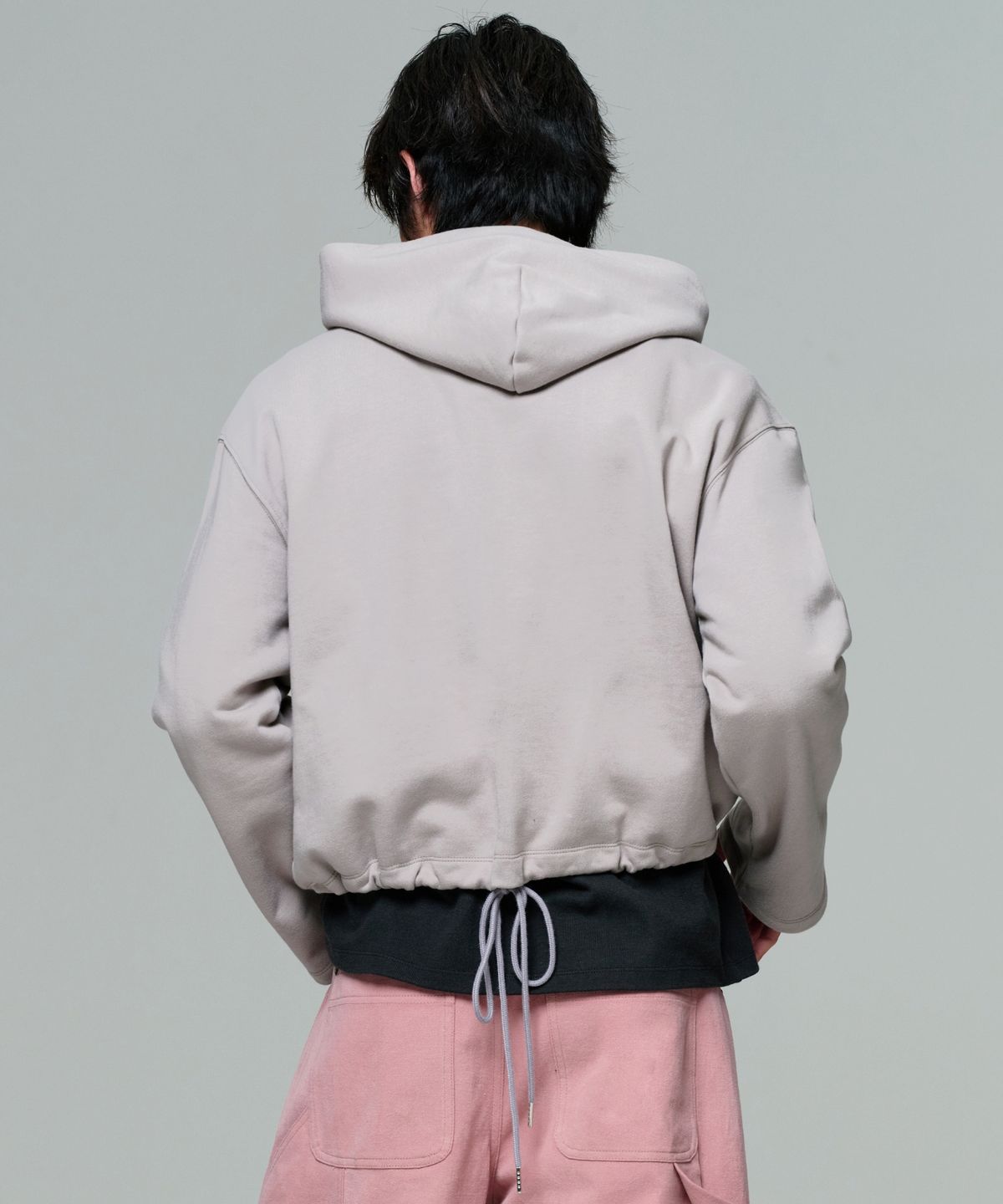 이알에이(ERA) UNISEX CROPPED STRING HOODIE - SAND STONE