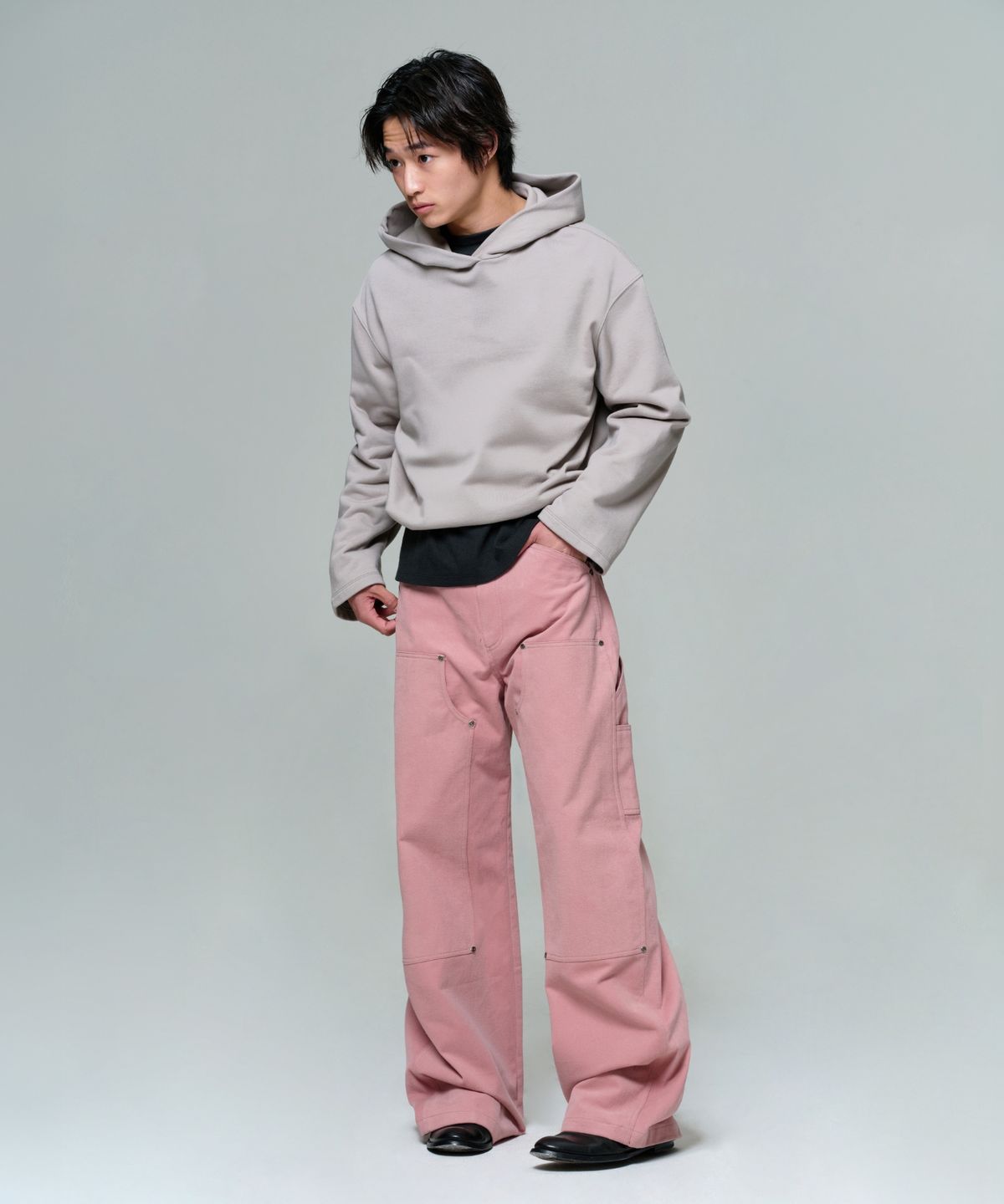 이알에이(ERA) UNISEX CROPPED STRING HOODIE - SAND STONE