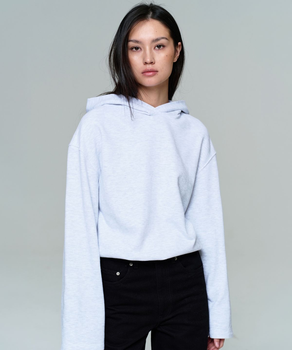 이알에이(ERA) UNISEX CROPPED STRING HOODIE - HEATHER GRAY