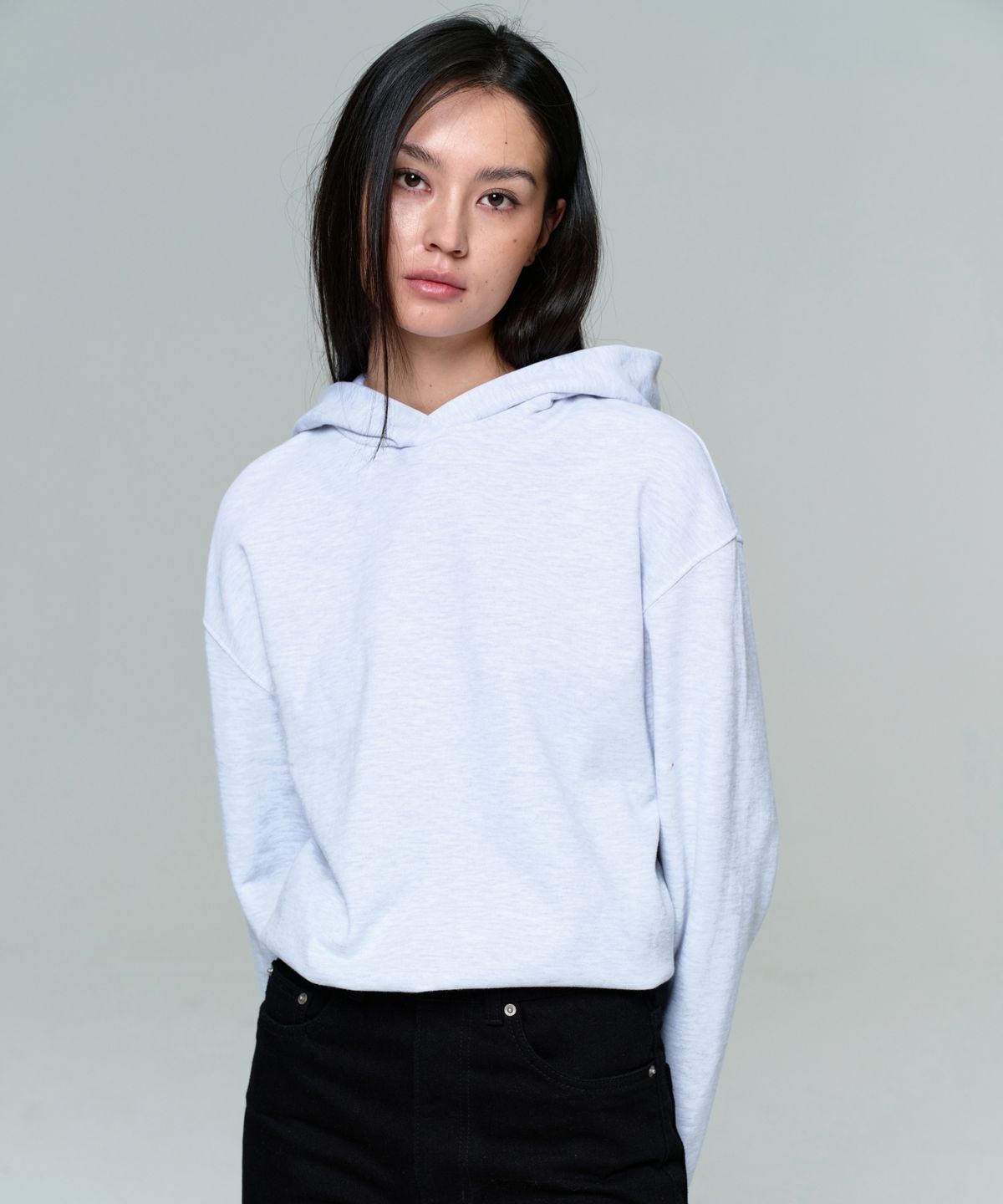 이알에이(ERA) UNISEX CROPPED STRING HOODIE - HEATHER GRAY