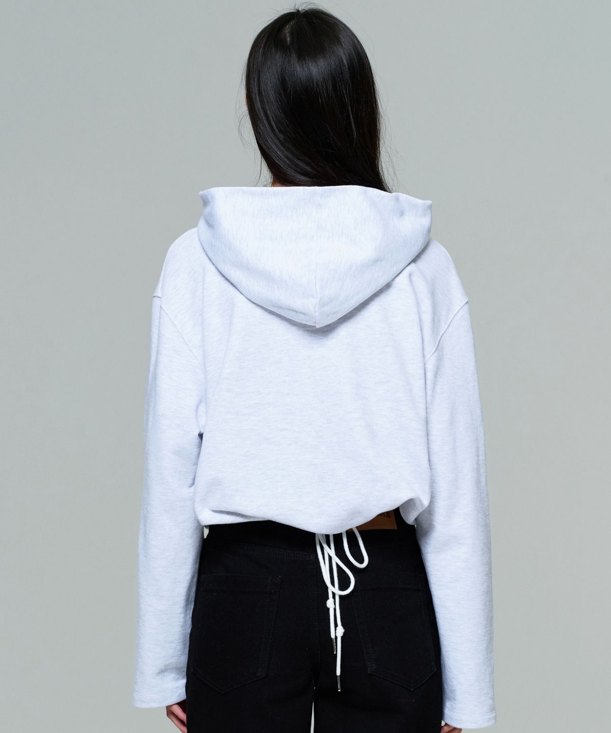 이알에이(ERA) UNISEX CROPPED STRING HOODIE - HEATHER GRAY