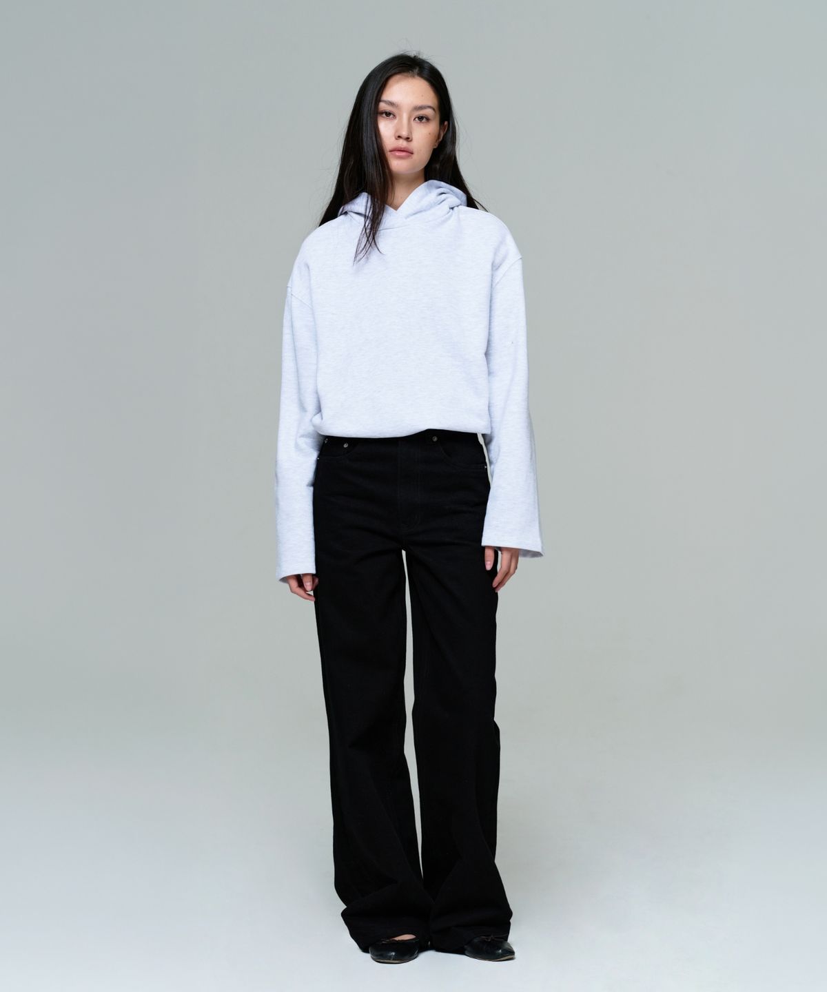 이알에이(ERA) UNISEX CROPPED STRING HOODIE - HEATHER GRAY
