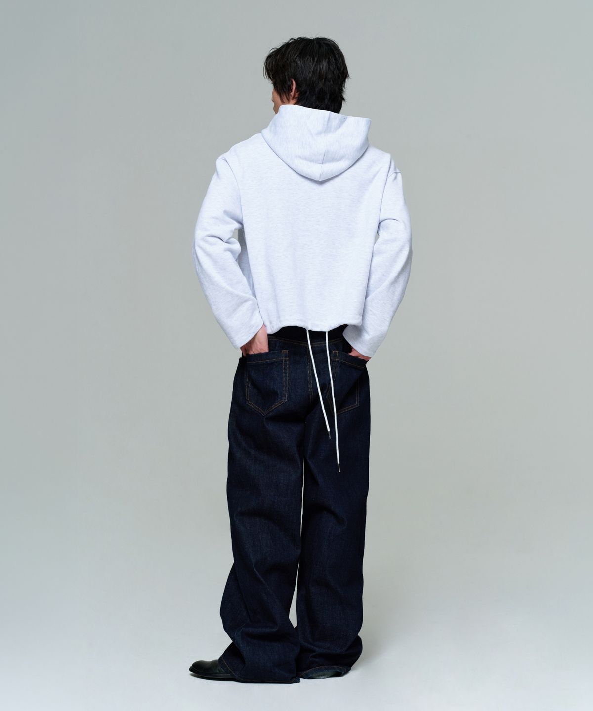 이알에이(ERA) UNISEX CROPPED STRING HOODIE - HEATHER GRAY