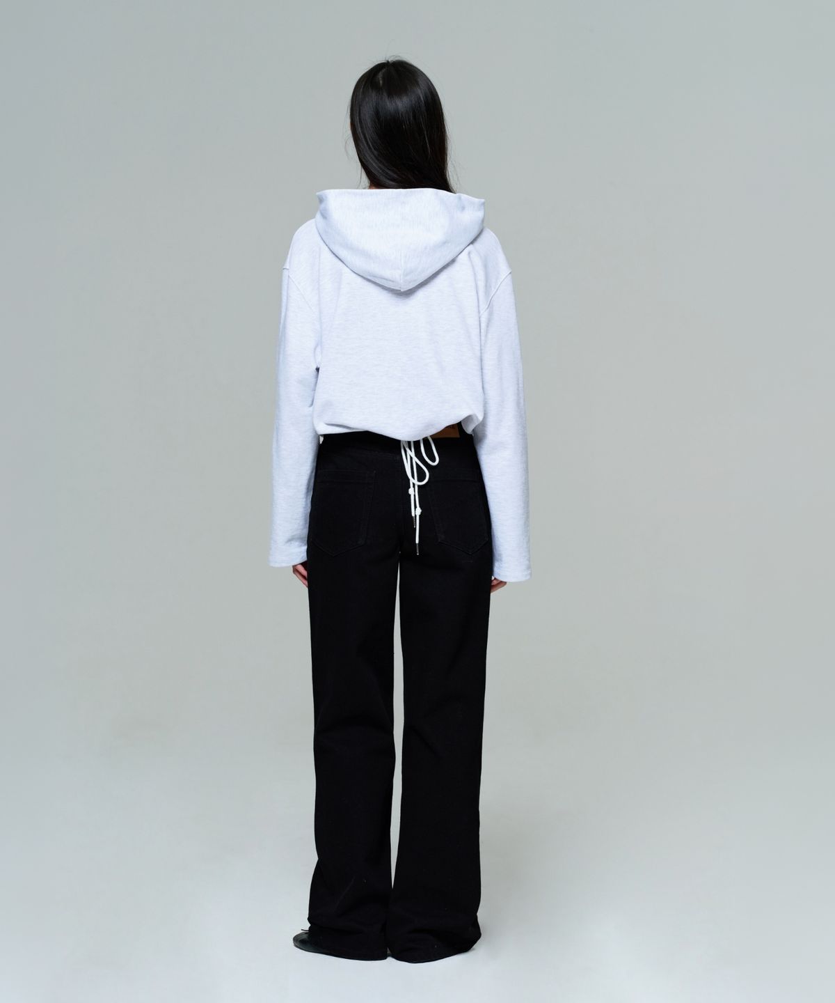 이알에이(ERA) UNISEX CROPPED STRING HOODIE - HEATHER GRAY