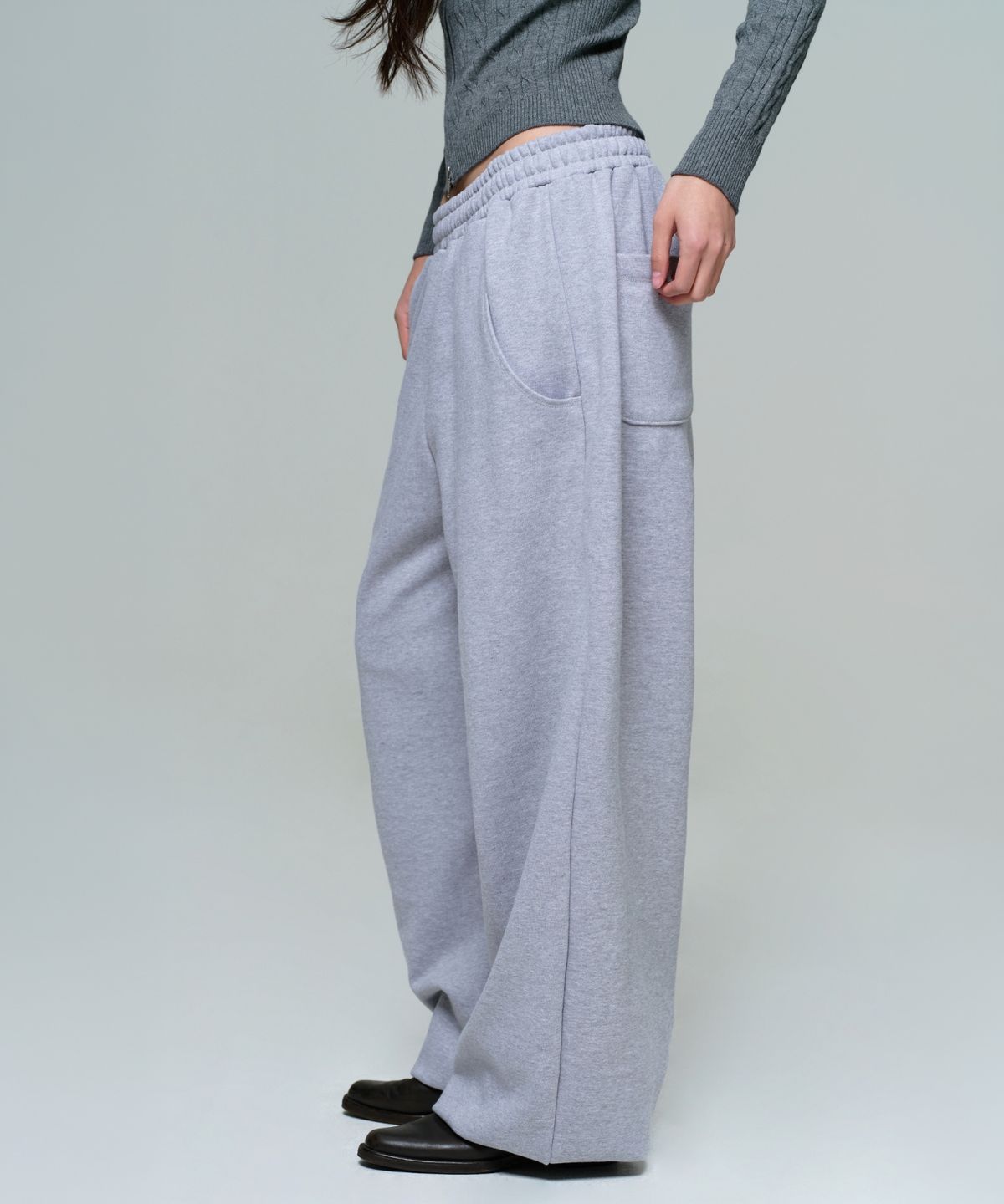 이알에이(ERA) UNISEX ERA WIDE JOGGER SWEATPANTS - MELANGE GRAY