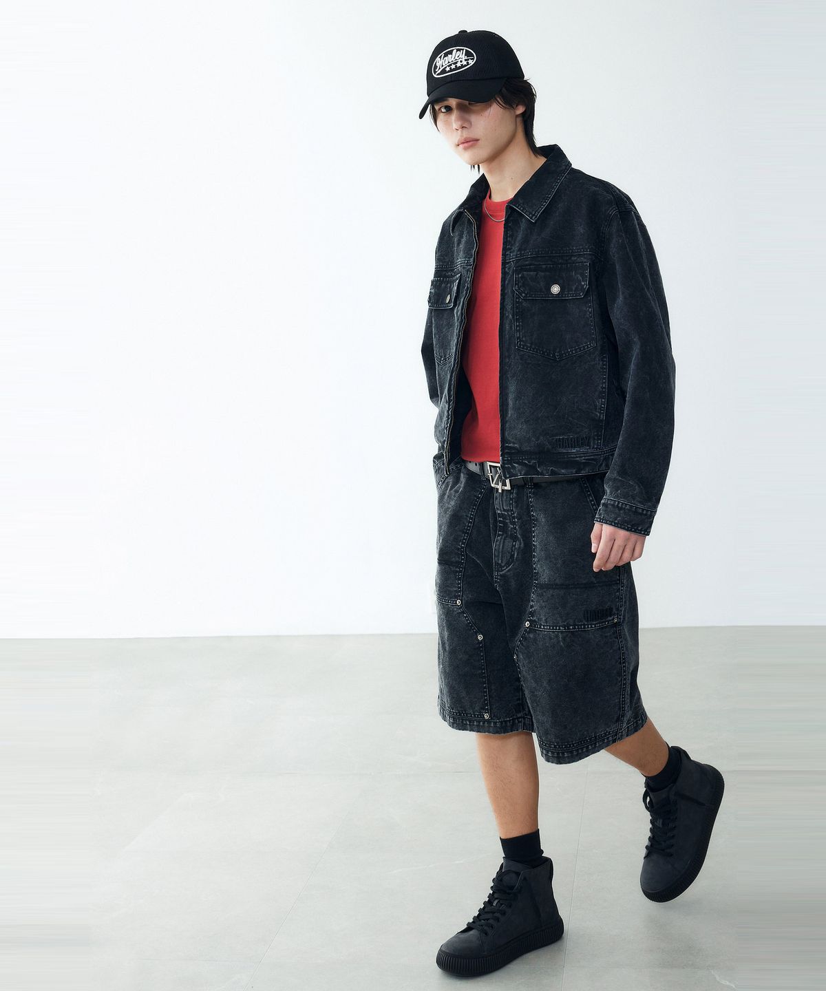할리데이비슨 컬렉션스®(HARLEY-DAVIDSON COLLECTIONS®) [BV] 헤리티지 워싱 데님 셋업 트러커 자켓 블랙_HH16103003