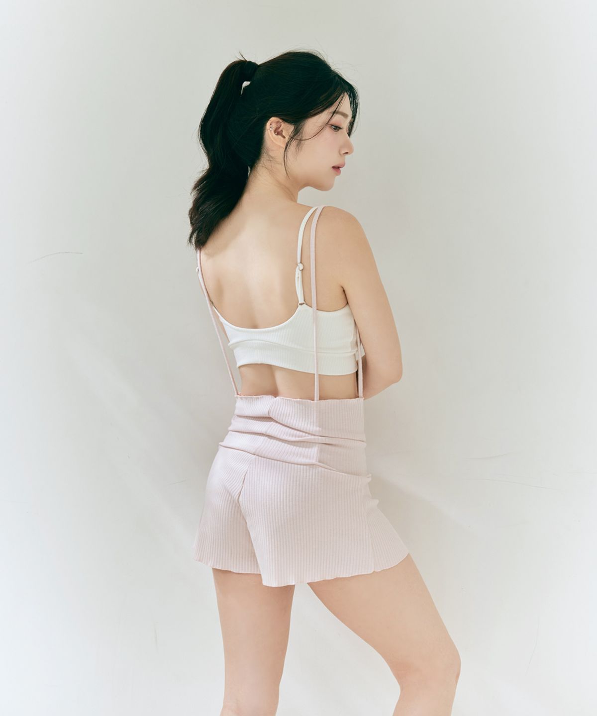 포리즈(PORRIZ) [TOP][데이지_바닐라화이트] 데일리 로우백 골지 브라탑