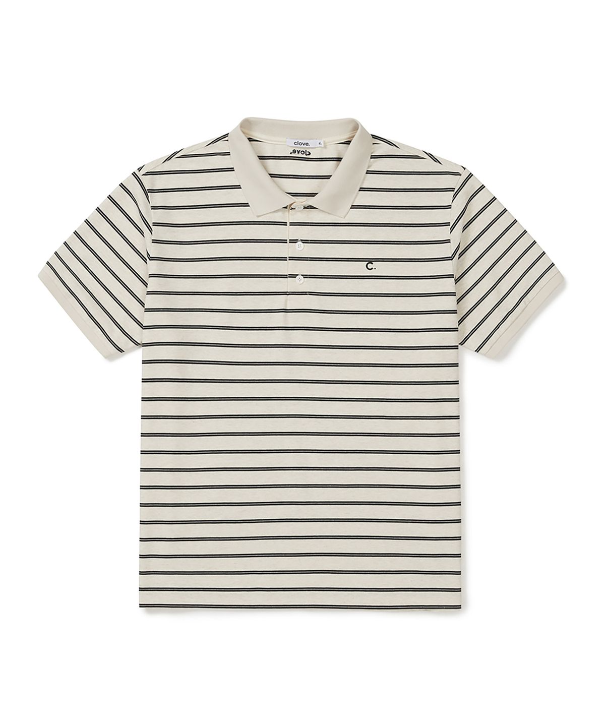 클로브(CLOVE) [26SS clove] Stripe Logo Pique T-Shirt_Men (Cream)