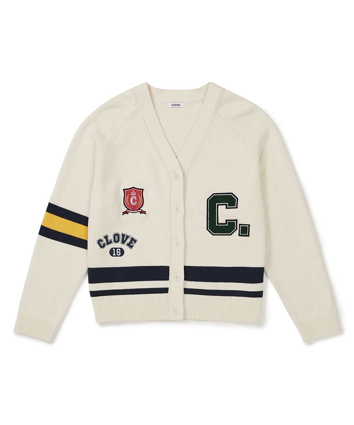 클로브(CLOVE) [26SS clove] Varsity Knit Cardigan (Cream)