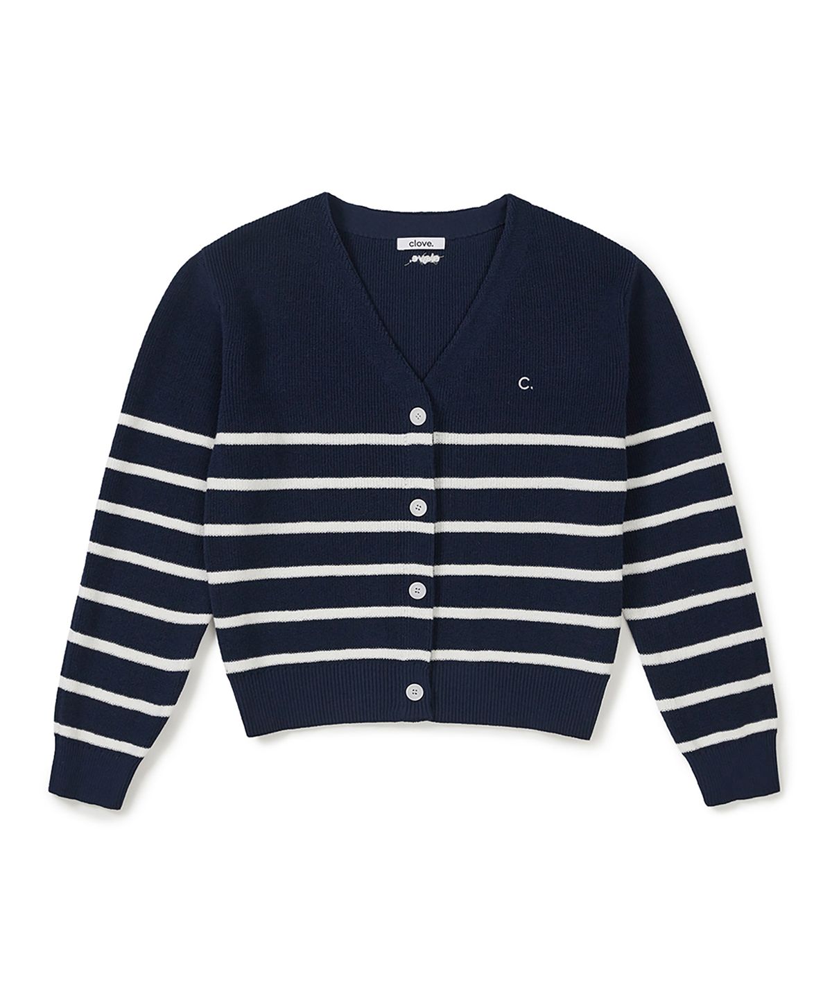 클로브(CLOVE) [26SS clove] Stripe Button Cardigan (Navy)