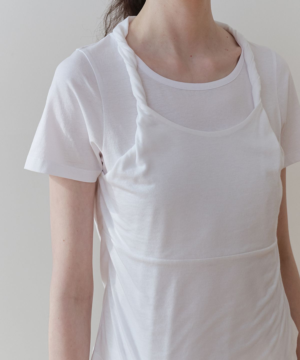 로우타이드(LOW TIDE) TWIST LAYERED T-SHIRT [WHITE]