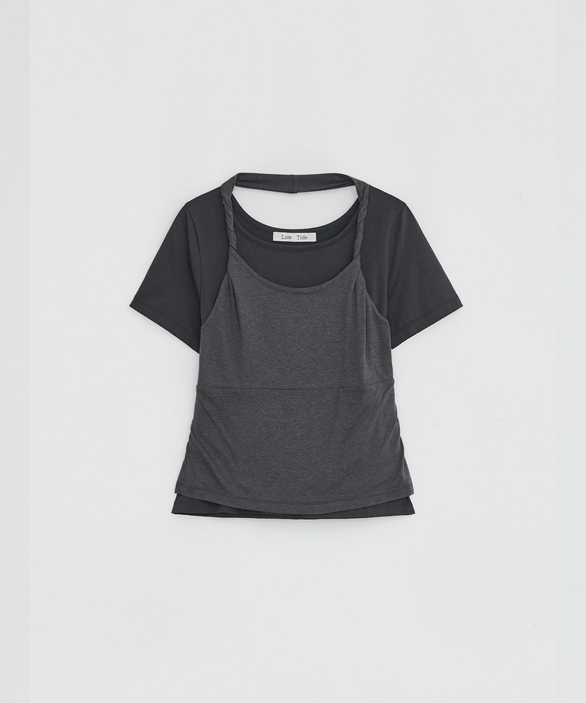 로우타이드(LOW TIDE) TWIST LAYERED T-SHIRT [CHARCOAL]