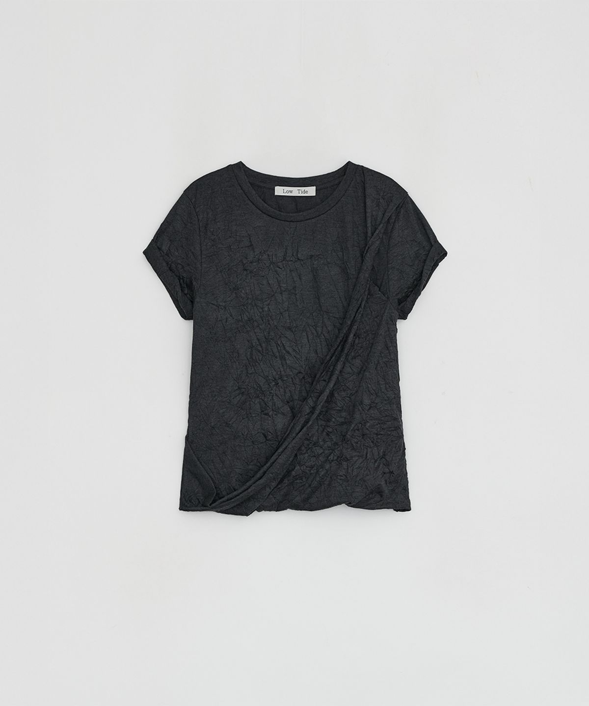 로우타이드(LOW TIDE) CREASE DRAPE T-SHIRT [CHARCOAL]