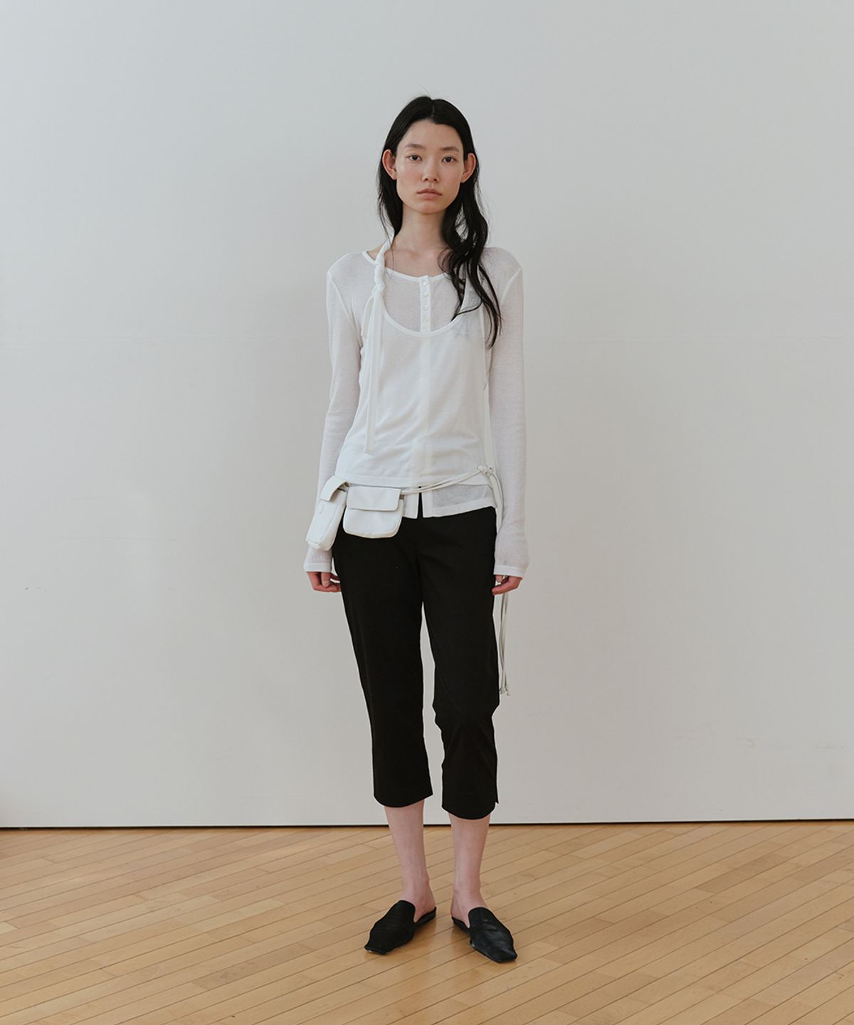 로우타이드(LOW TIDE) LAYERED BUTTON T-SHIRT [WHITE]