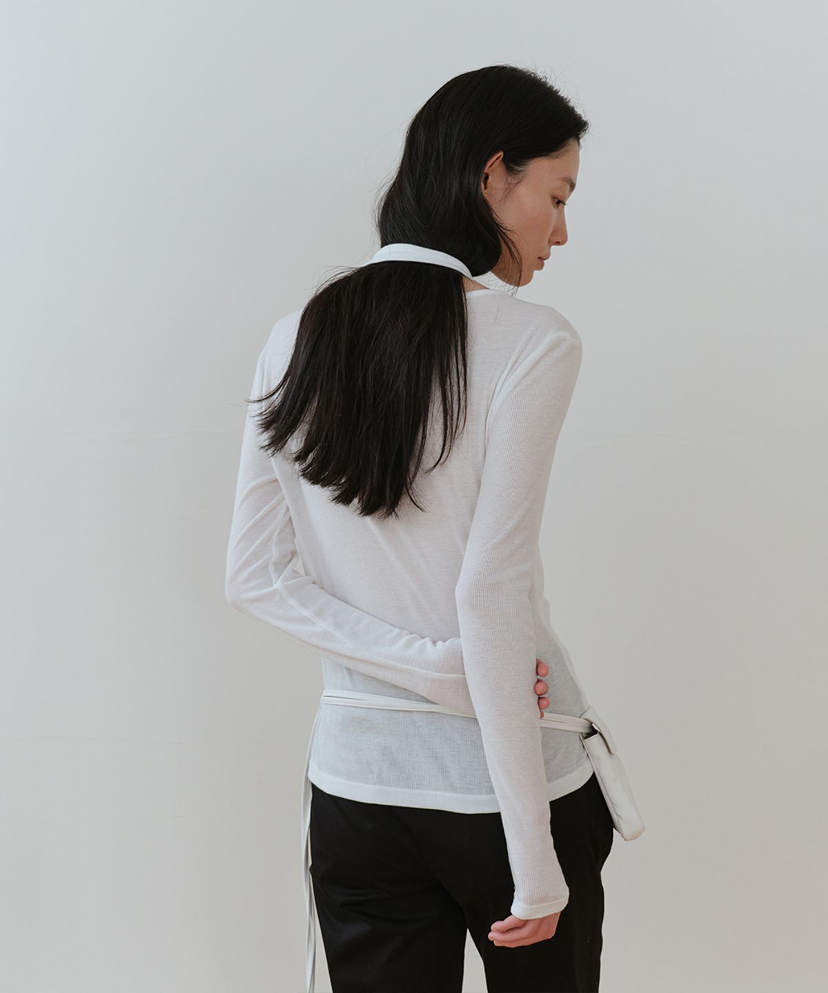 로우타이드(LOW TIDE) LAYERED BUTTON T-SHIRT [WHITE]