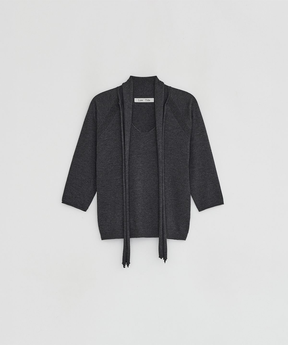 로우타이드(LOW TIDE) V-NECK SCARF KNIT [CHARCOAL]