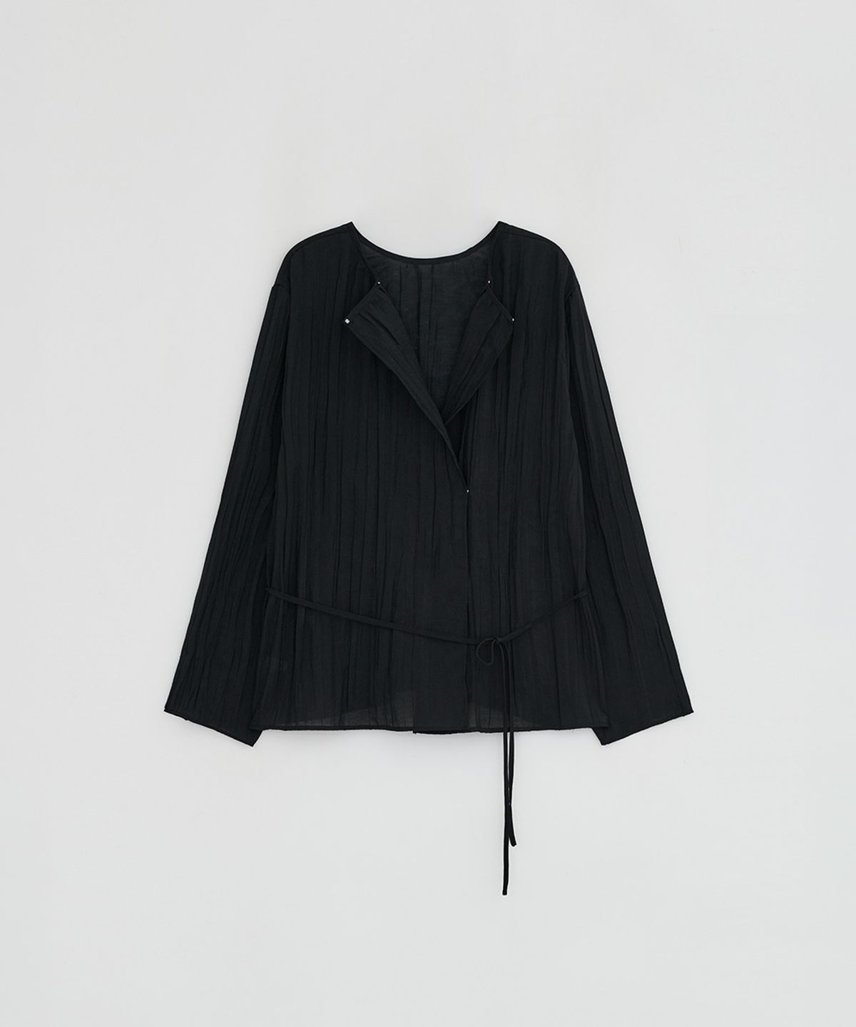 로우타이드(LOW TIDE) SHEER PLEATS CARDIGAN [BLACK]