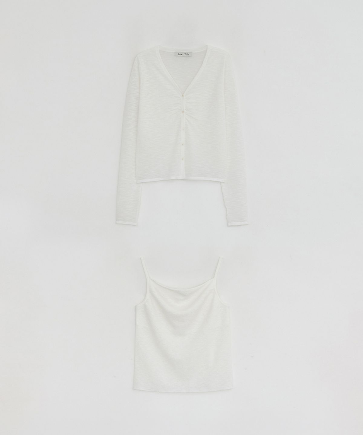 로우타이드(LOW TIDE) KNIT SLEEVELESS CARDIGAN SET UP [WHITE]