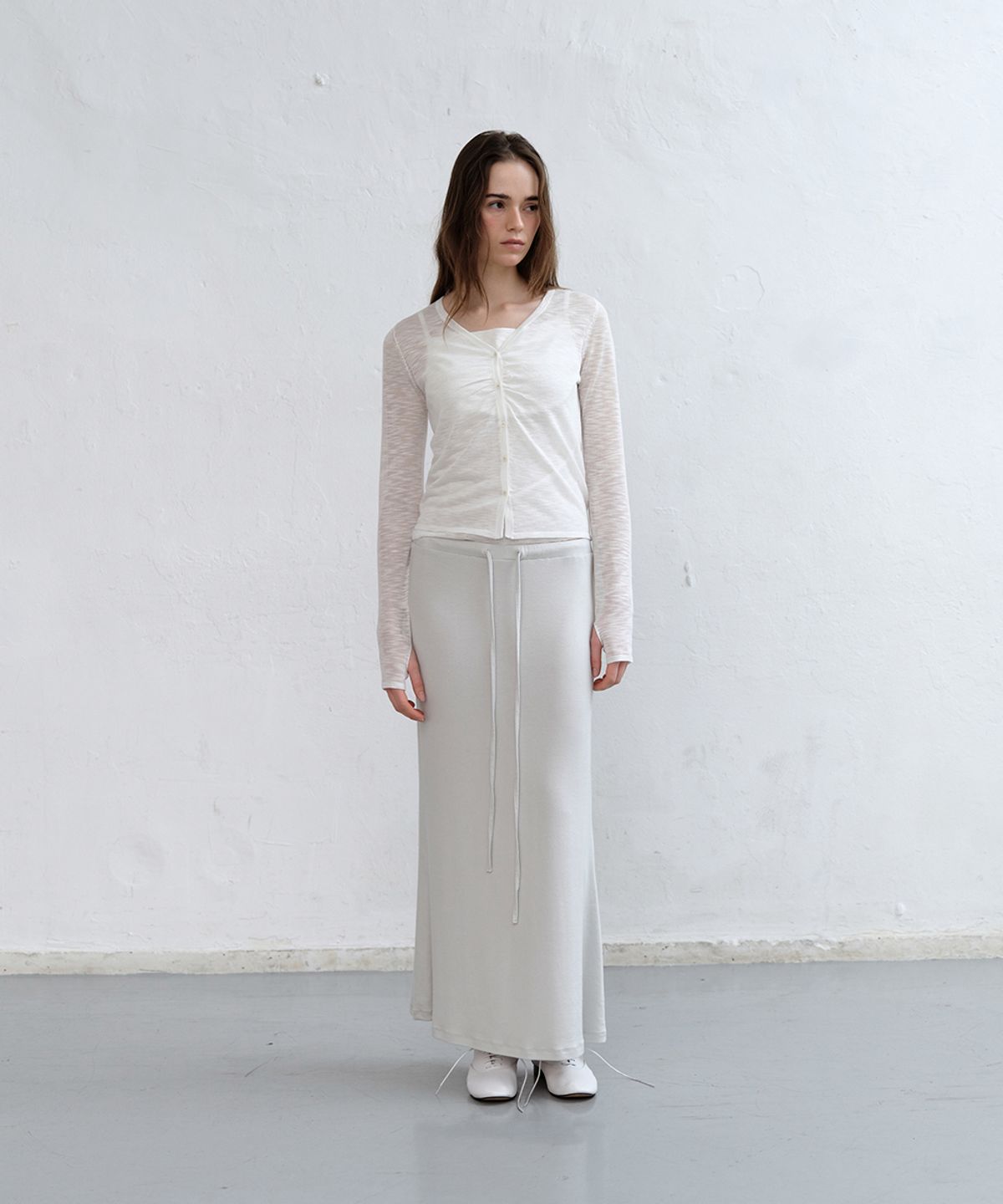 로우타이드(LOW TIDE) KNIT SLEEVELESS CARDIGAN SET UP [WHITE]