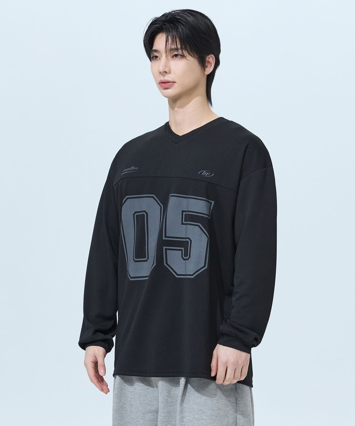 블랙몬스터핏(BLACK MONSTER FIT) 쿨 매쉬 럭비 오버핏 저지 롱슬리브 (BLACK) / BM260128
