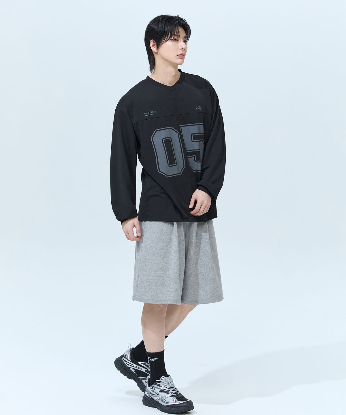 블랙몬스터핏(BLACK MONSTER FIT) 쿨 매쉬 럭비 오버핏 저지 롱슬리브 (BLACK) / BM260128