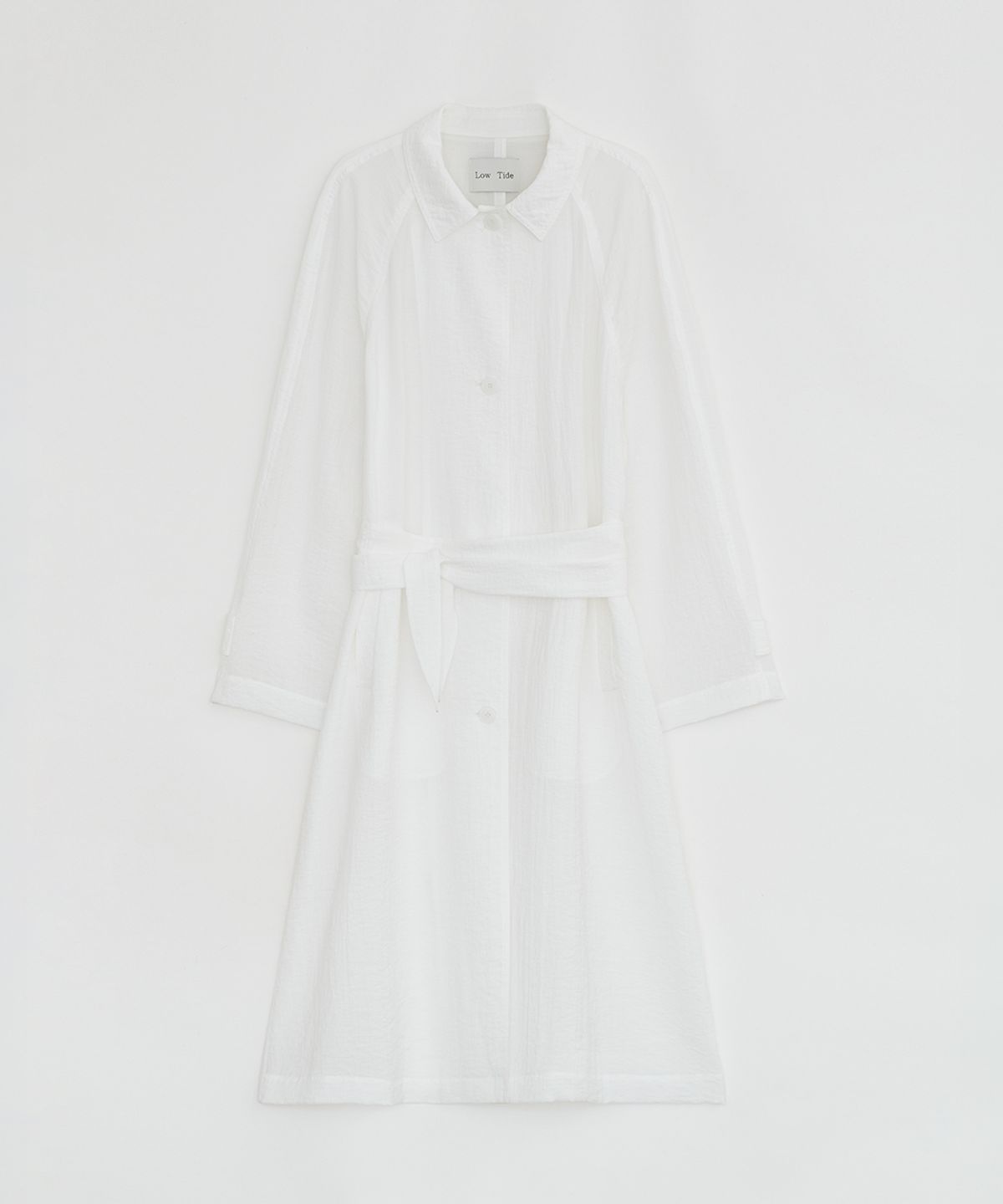 로우타이드(LOW TIDE) SHEER BELT TRENCH COAT [WHITE]