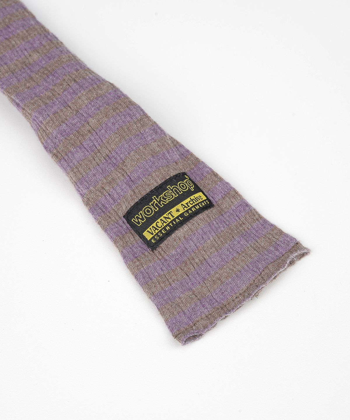 베이컨트 아카이브(VACANT ARCHIVE) WORKSHOP SKINNY STRIPE MUFFLER PURPLE/BROWN