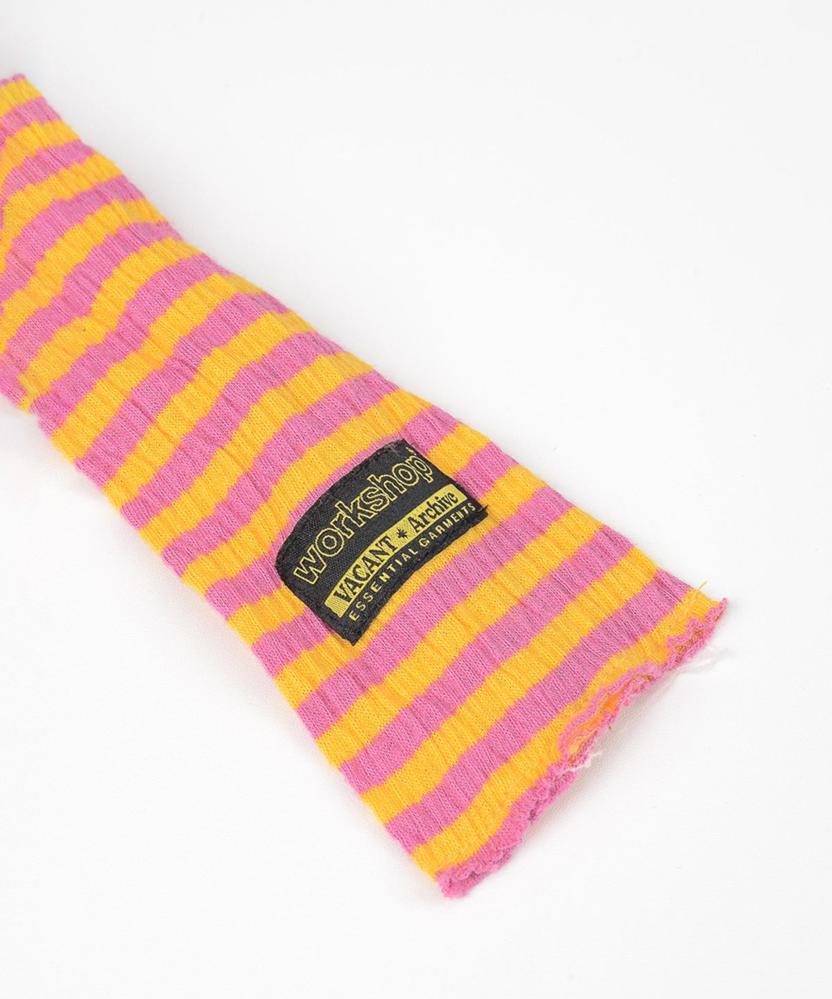 베이컨트 아카이브(VACANT ARCHIVE) WORKSHOP SKINNY STRIPE MUFFLER YELLOW/PINK