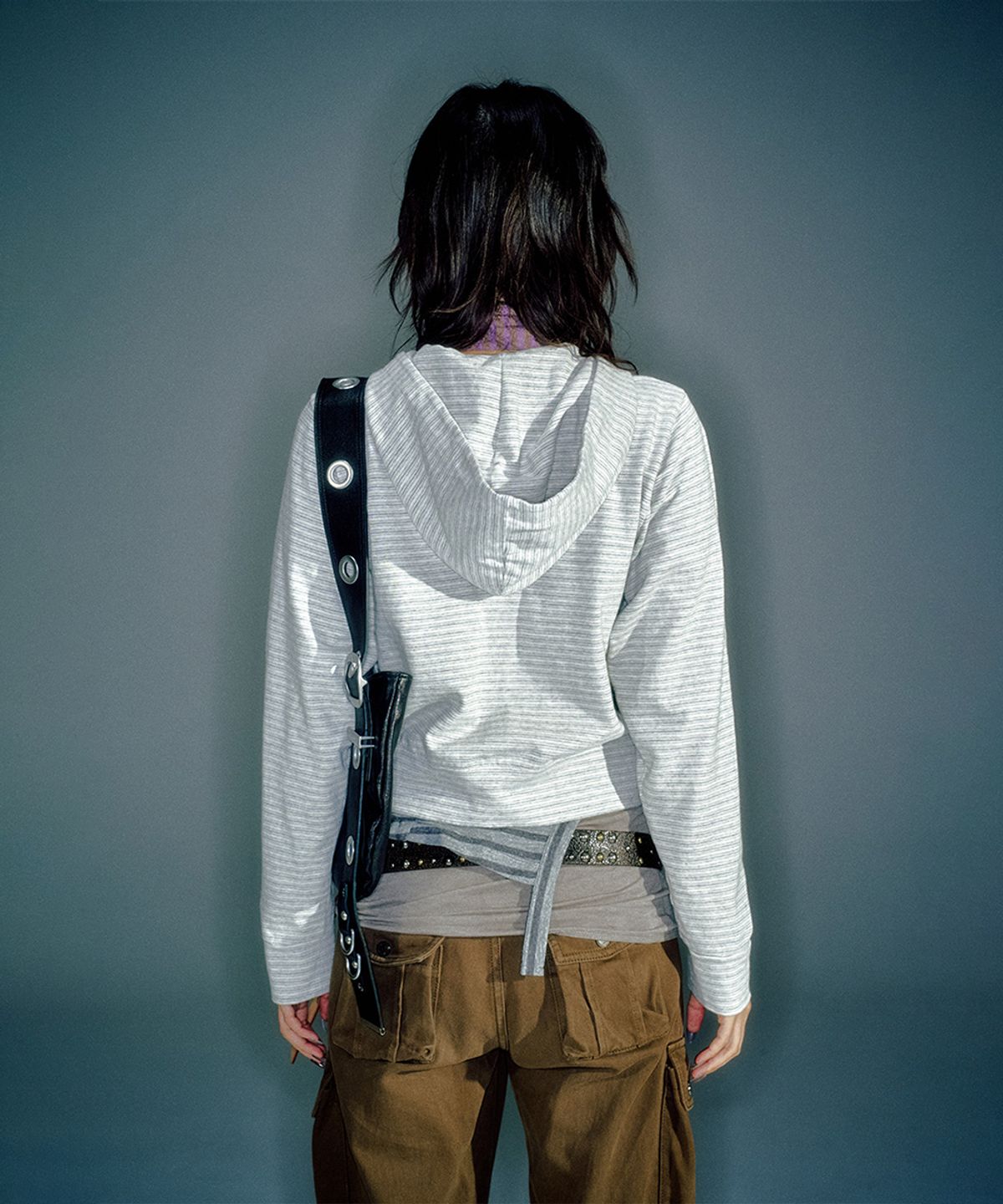 베이컨트 아카이브(VACANT ARCHIVE) WOMEN WORKSHOP STRIPED SLIM HOODIE ZIP-UP MELANGE
