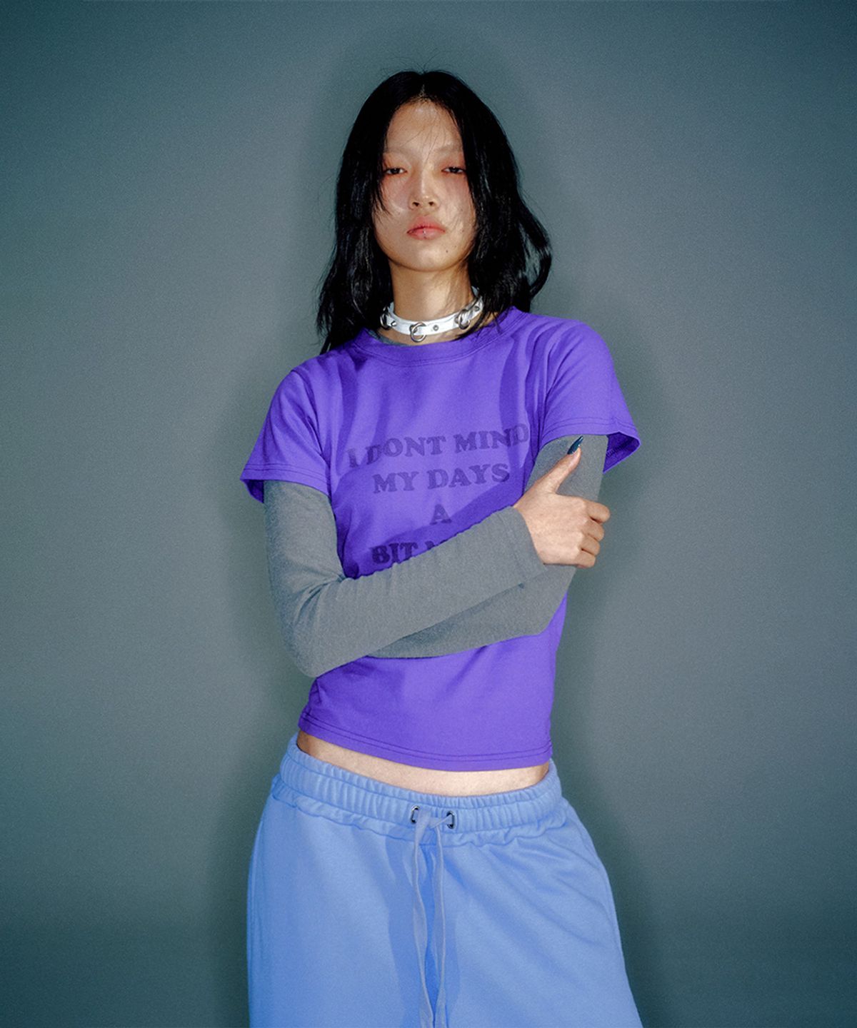 베이컨트 아카이브(VACANT ARCHIVE) WORKSHOP BABY-FIT SHORT-SLEEVE T-SHIRT PURPLE