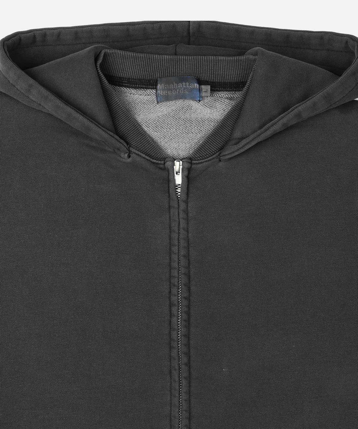 맨하탄레코즈(MANHATTAN RECORDS) MR PM Rib Collar Zip Up Hoodie - Charcoal