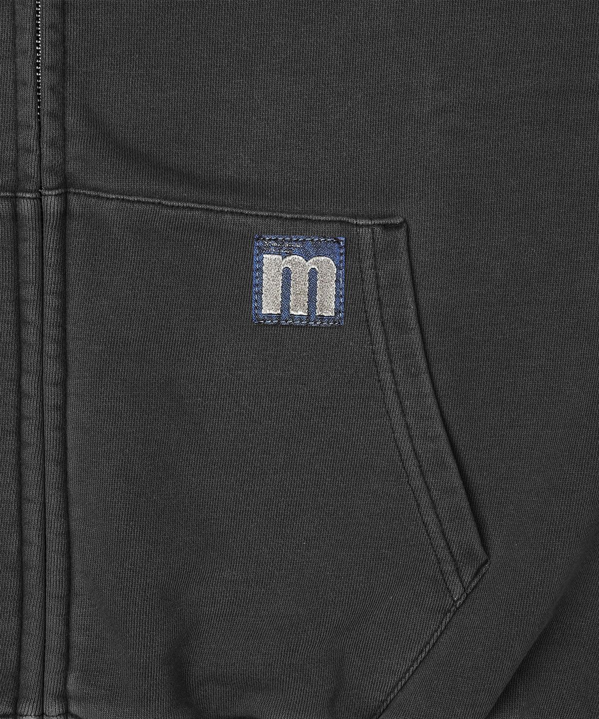 맨하탄레코즈(MANHATTAN RECORDS) MR PM Rib Collar Zip Up Hoodie - Charcoal