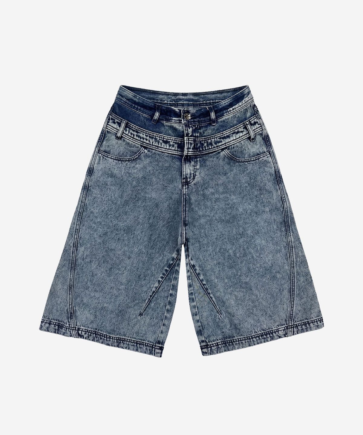 비엘알(BLR) Curved Detail Bermuda Denim Pants