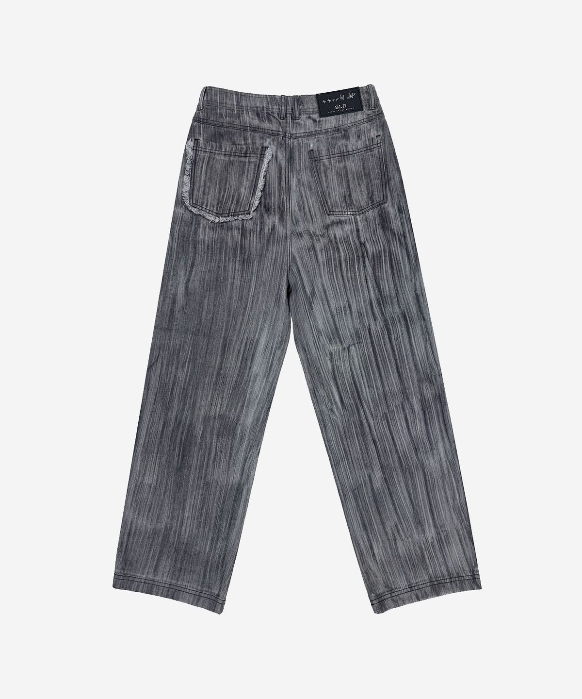 비엘알(BLR) Brushed Oil Washed Wide Denim Pants Grey