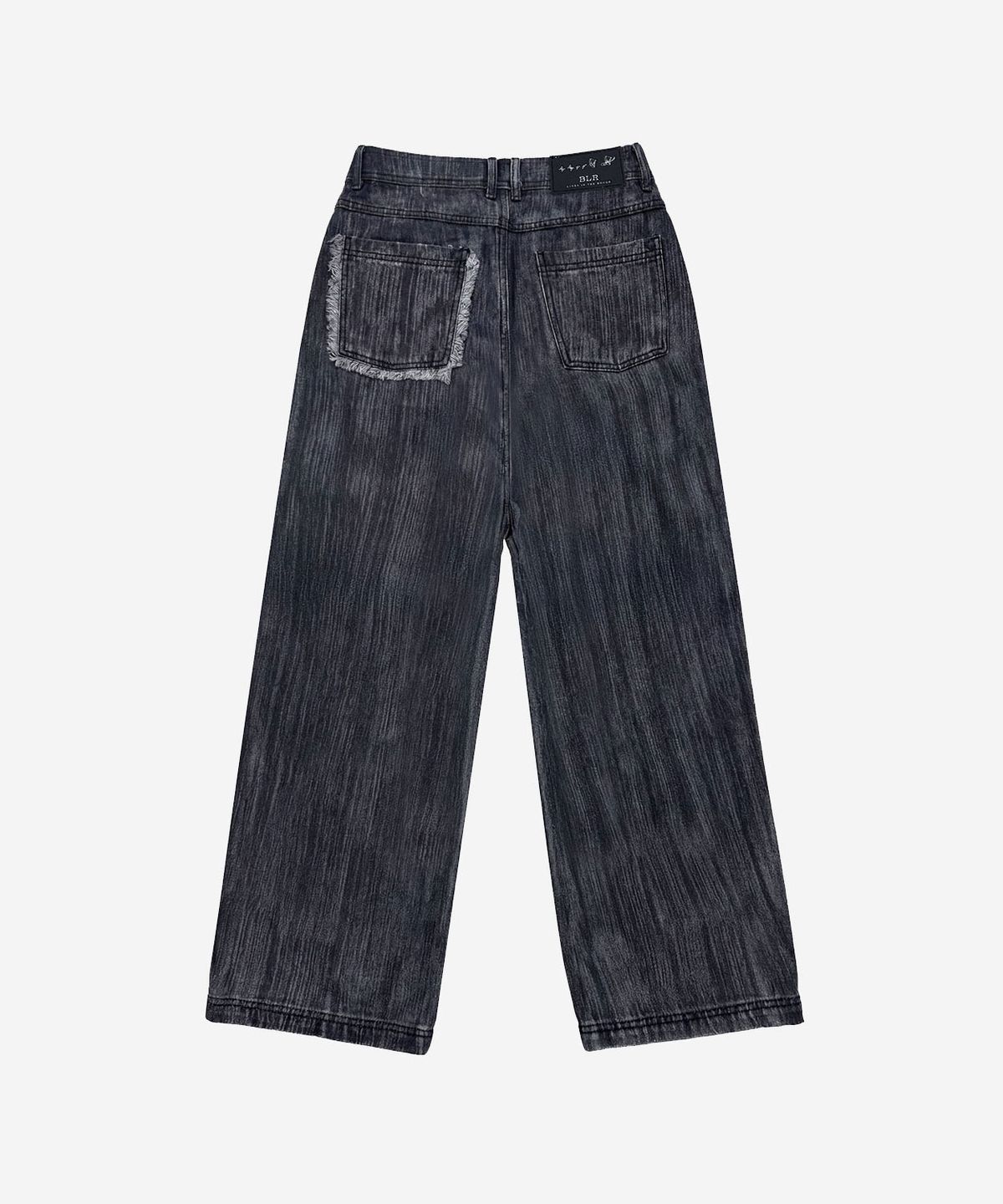 비엘알(BLR) Brushed Oil Washed Wide Denim Pants Black