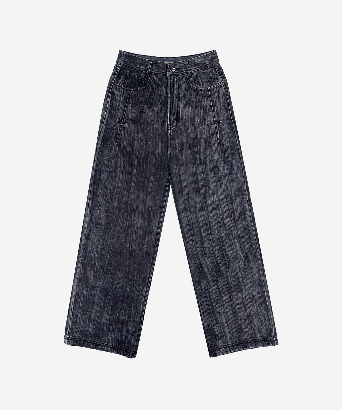 비엘알(BLR) Brushed Oil Washed Wide Denim Pants Black