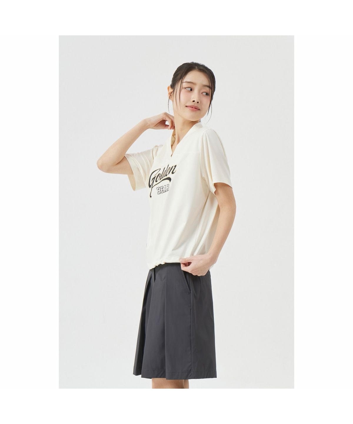 골든베어(GOLDEN BEAR) (W) Satin Short Shirt G5TAM26231IVX