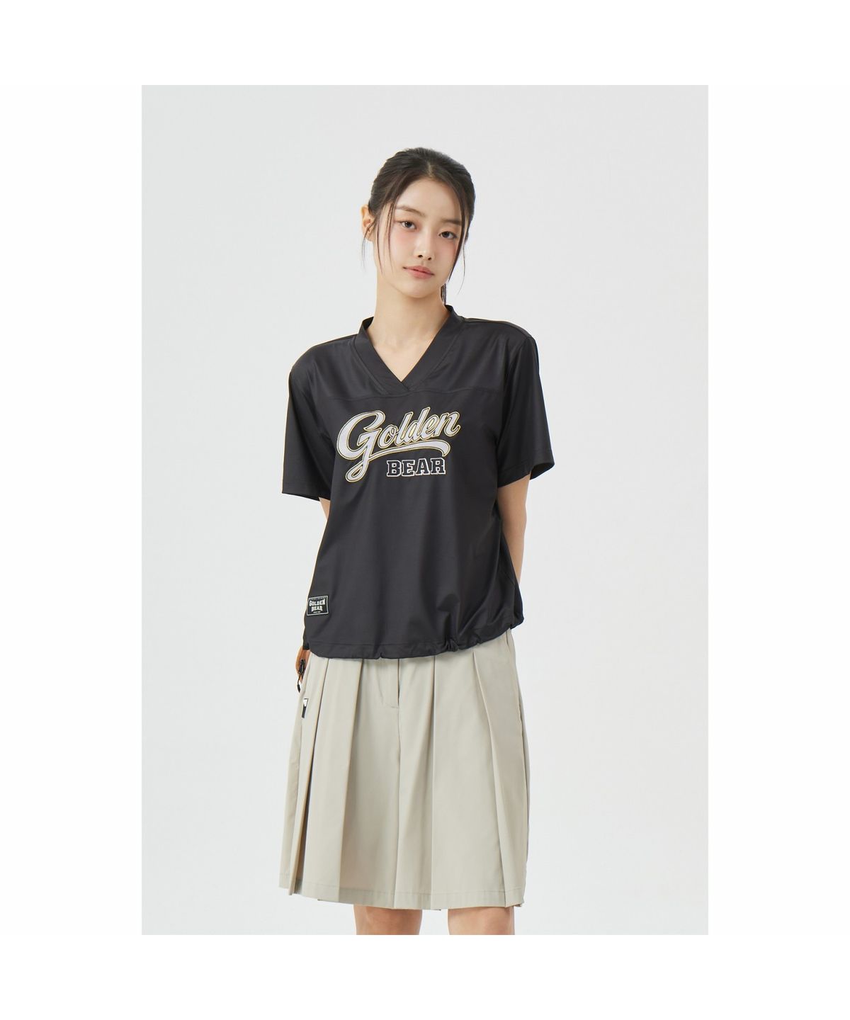 골든베어(GOLDEN BEAR) (W) Satin Short Shirt G5TAM26231BKX