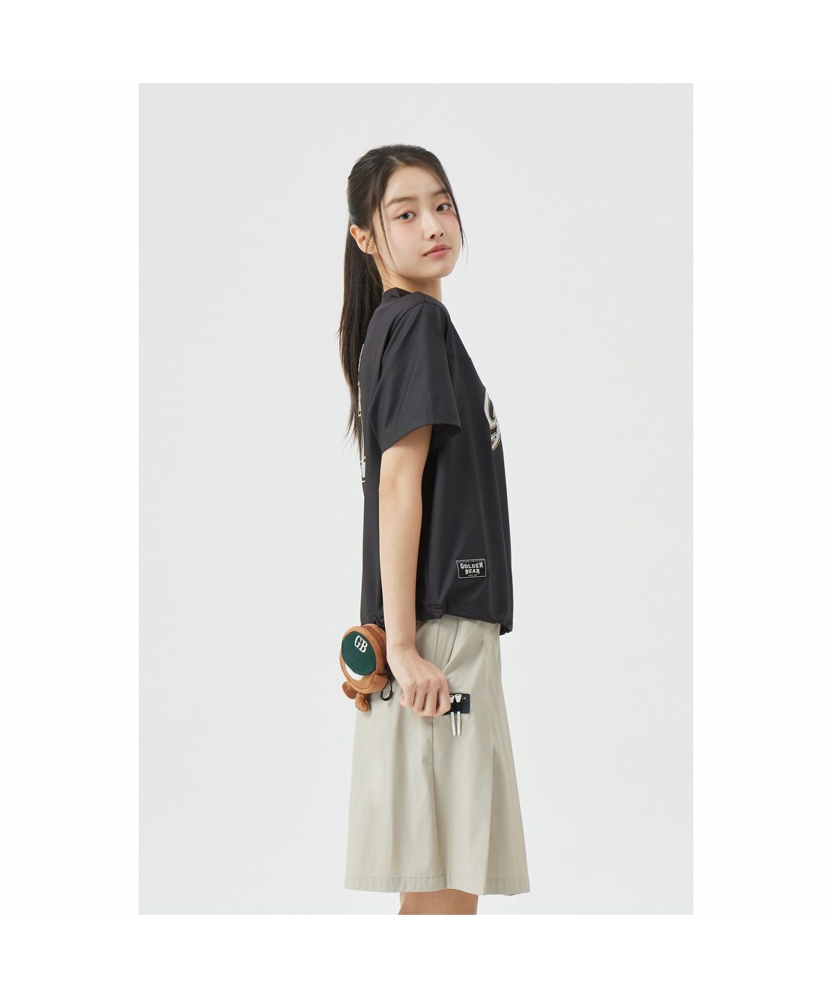 골든베어(GOLDEN BEAR) (W) Satin Short Shirt G5TAM26231BKX