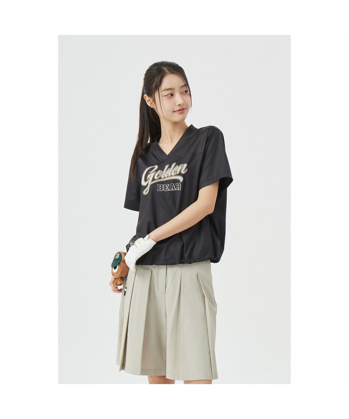 골든베어(GOLDEN BEAR) (W) Satin Short Shirt G5TAM26231BKX