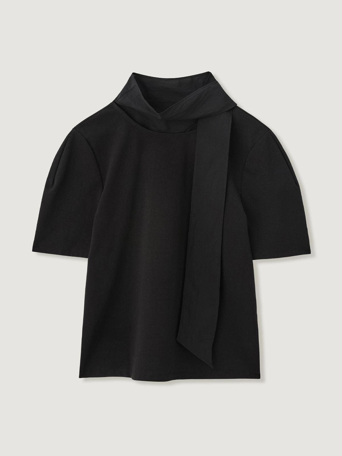 비뮤즈맨션(BEMUSE MANSION) Scarf curved top - Black