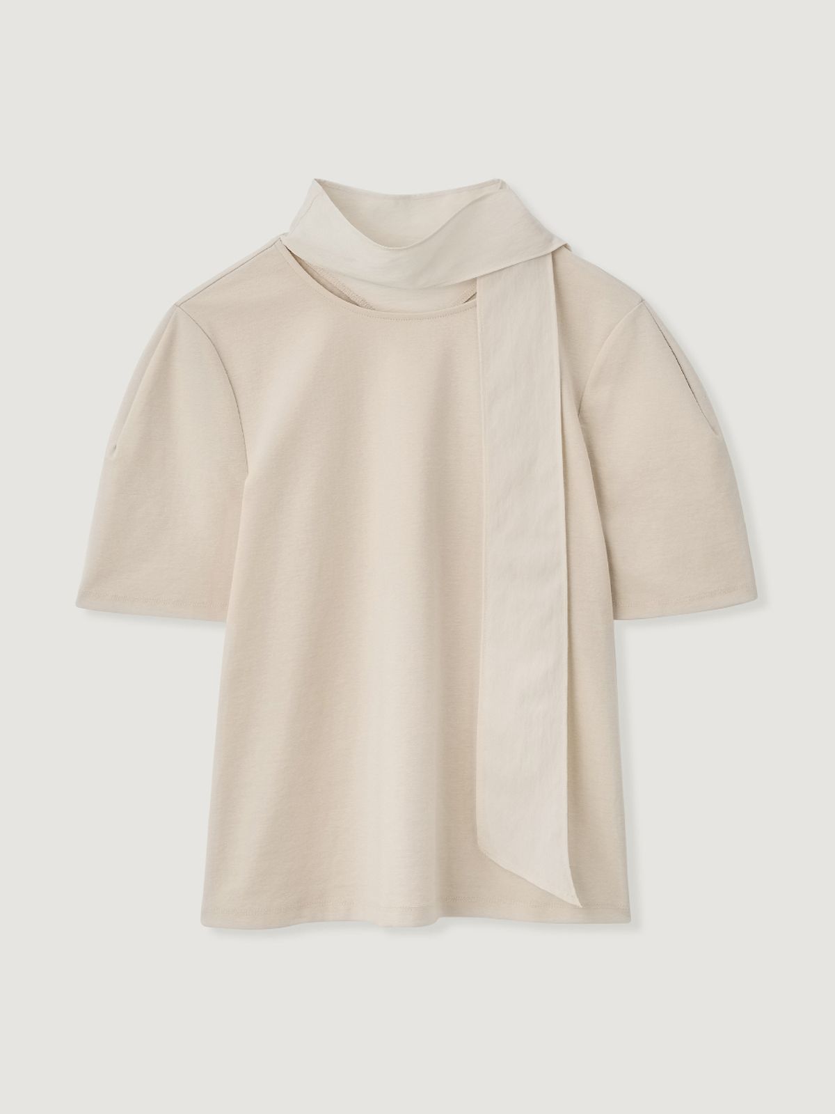 비뮤즈맨션(BEMUSE MANSION) Scarf curved top - Beige