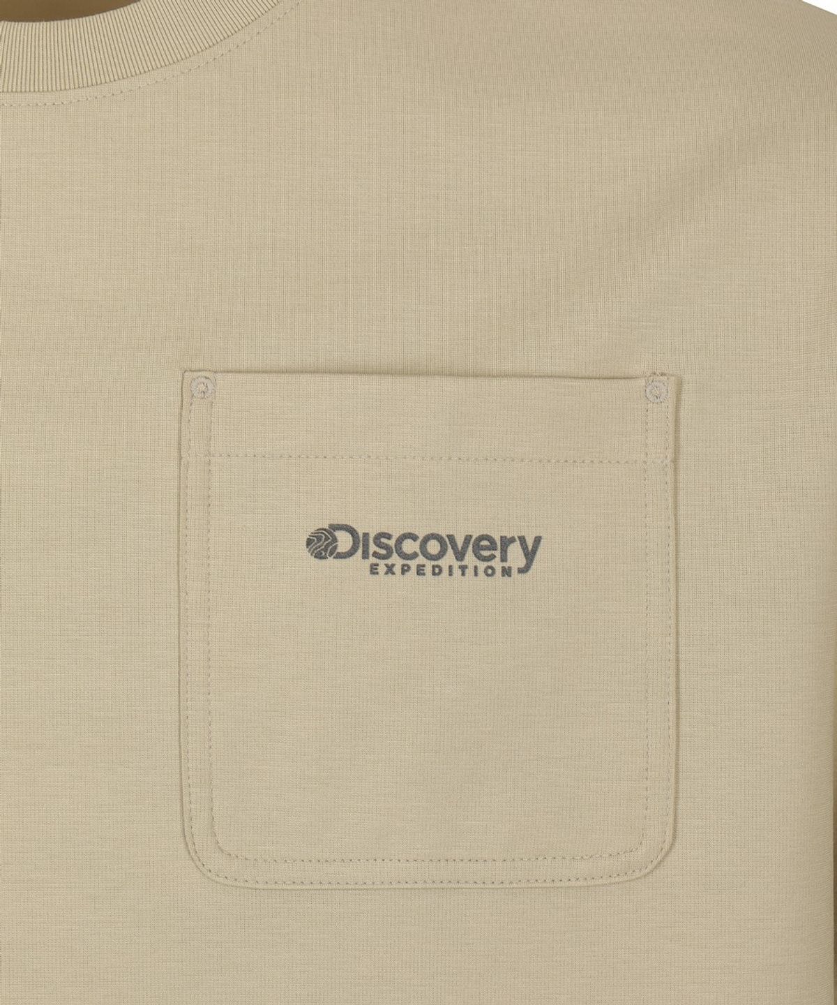 디스커버리 익스페디션(DISCOVERY EXPEDITION) 남성 프레시벤트 니트 트레이닝 포켓 반팔 티셔츠 (L/BEIGE)