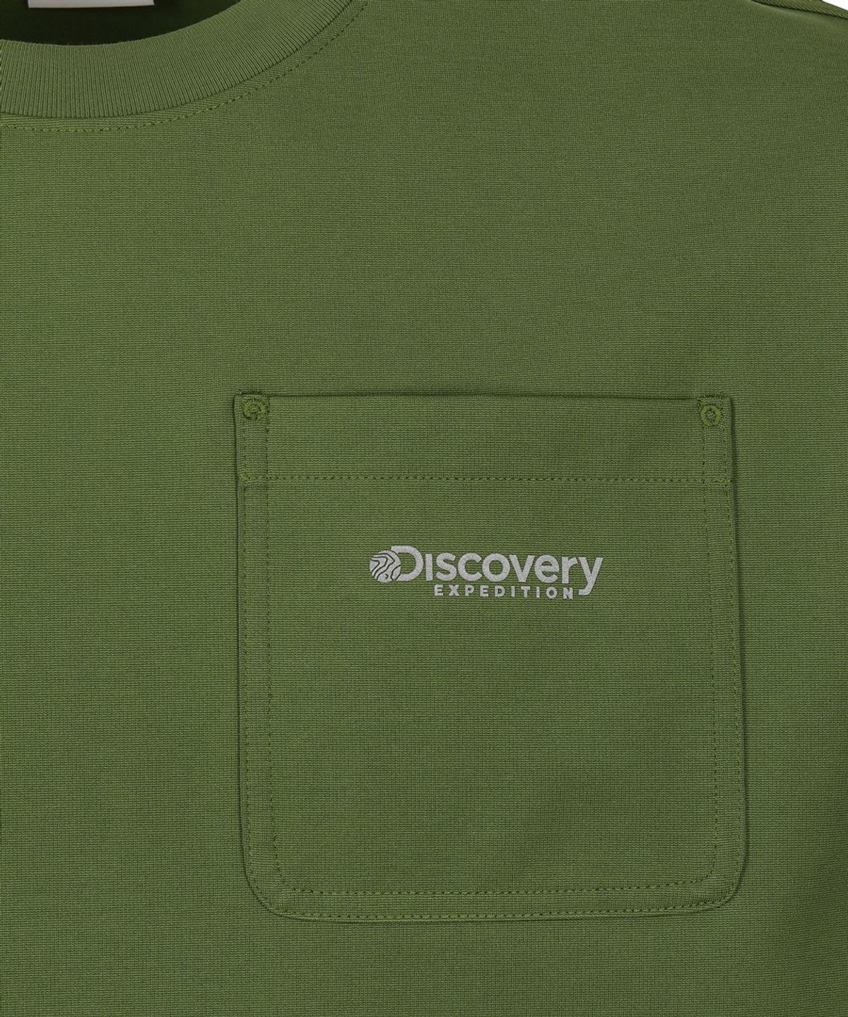 디스커버리 익스페디션(DISCOVERY EXPEDITION) 남성 프레시벤트 니트 트레이닝 포켓 반팔 티셔츠 (KHAKI)