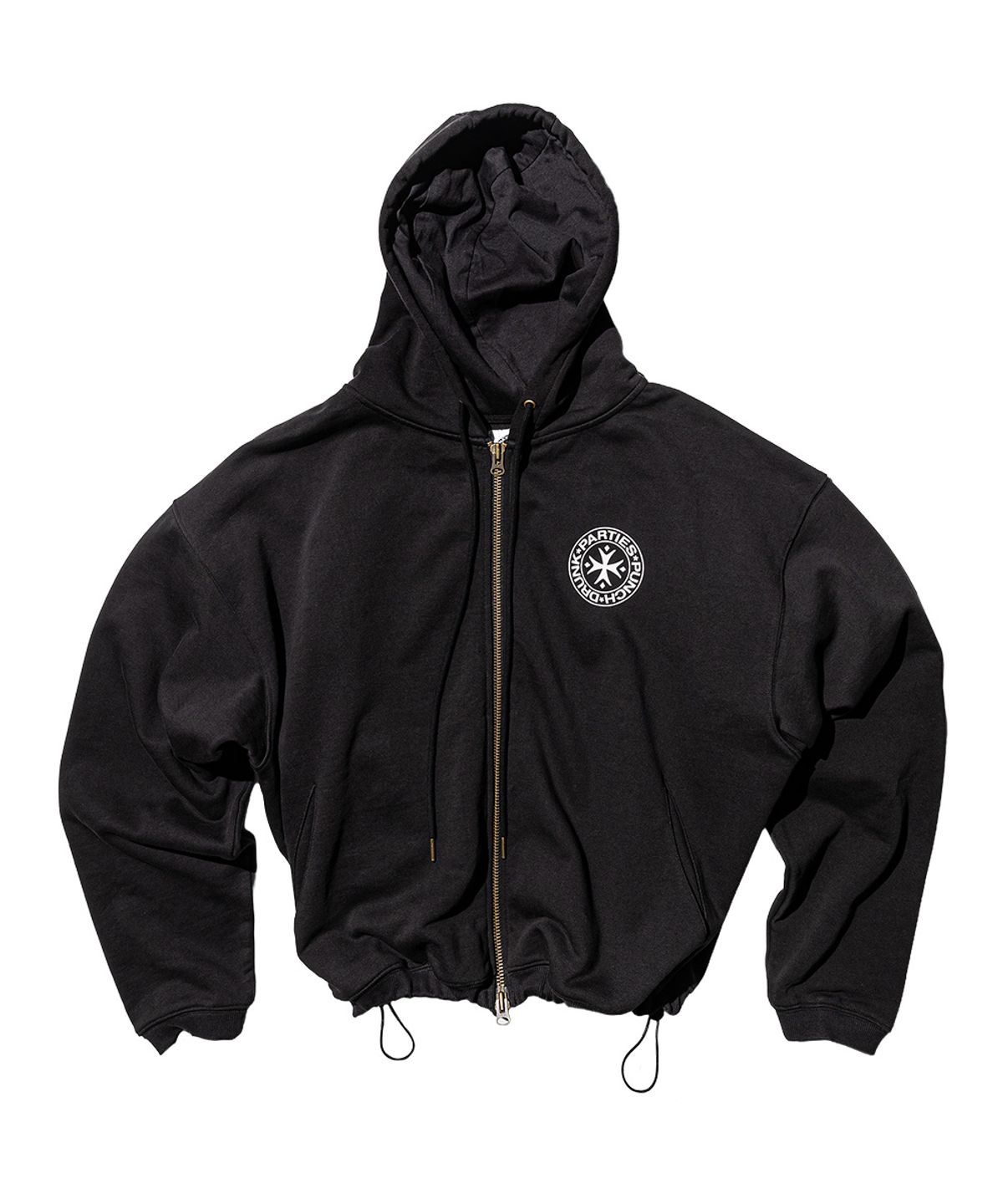 펀치드렁크파티즈(PUNCH DRUNK PARTIES) Circle Logo Zip Up Hoodie (BLACK)