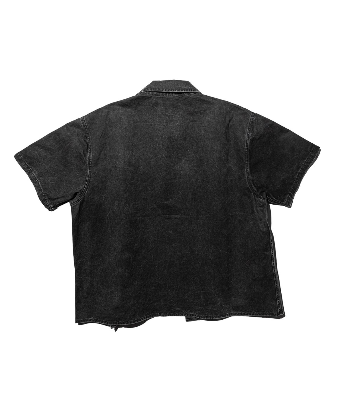 펀치드렁크파티즈(PUNCH DRUNK PARTIES) PARTIER Tagged Crop Shirt (BLEACHED BLACK)