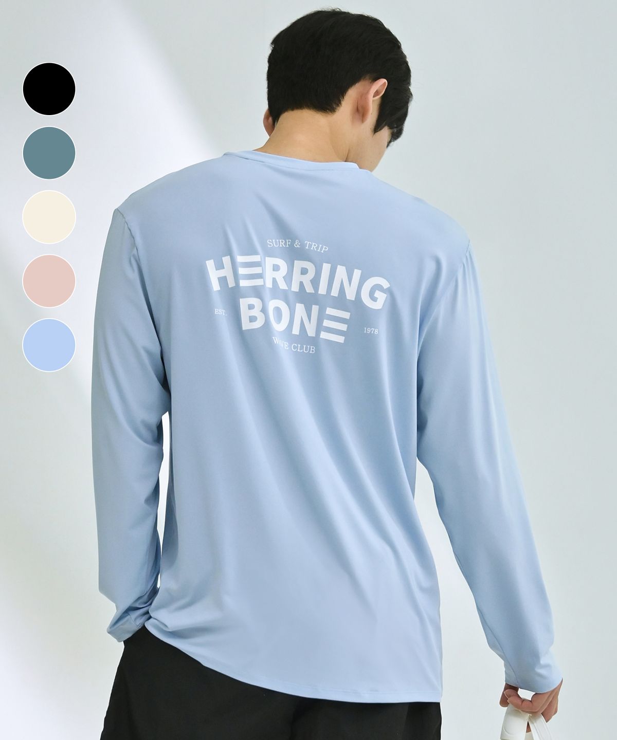 헤링본(HERRINGBONE) 남자 루즈핏 래쉬가드 빅로고 롱슬리브 (7color) / RJ408M