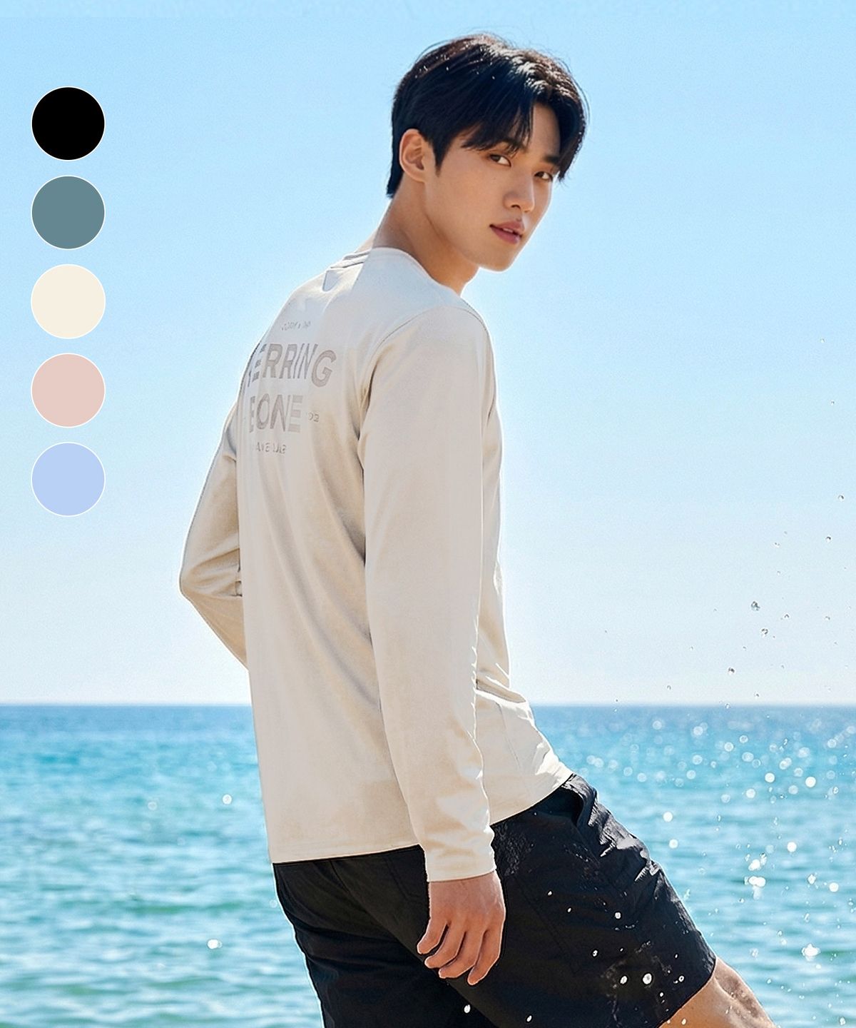 헤링본(HERRINGBONE) 남자 루즈핏 래쉬가드 빅로고 롱슬리브 (7color) / RJ408M
