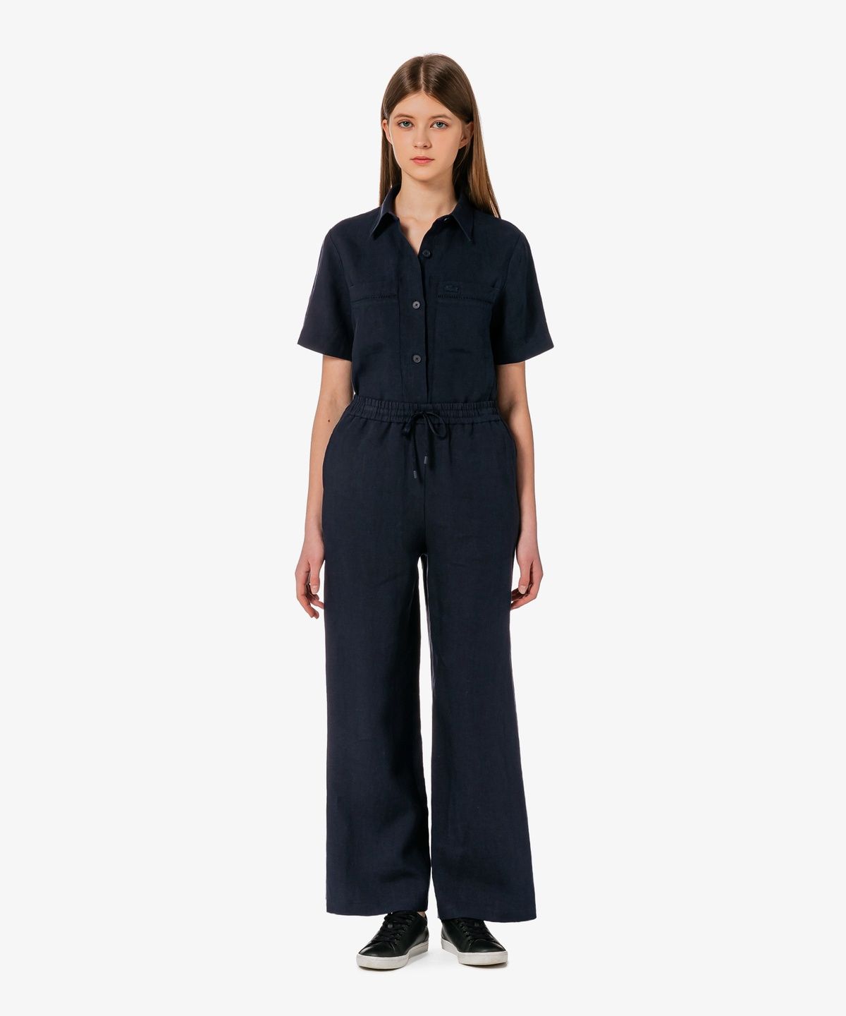 라코스테(LACOSTE) 여성 린넨 밴딩 와이드 팬츠 HF611E-56G HDE